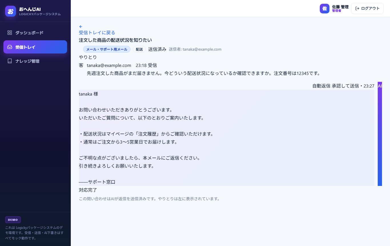 問い合わせ詳細とAIの自動返信下書き