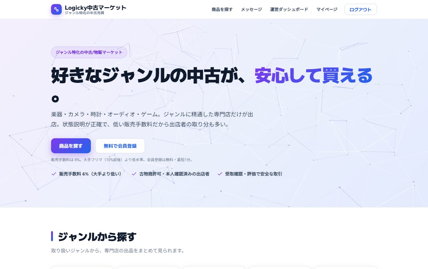 Logicky中古マーケットのデモ画面