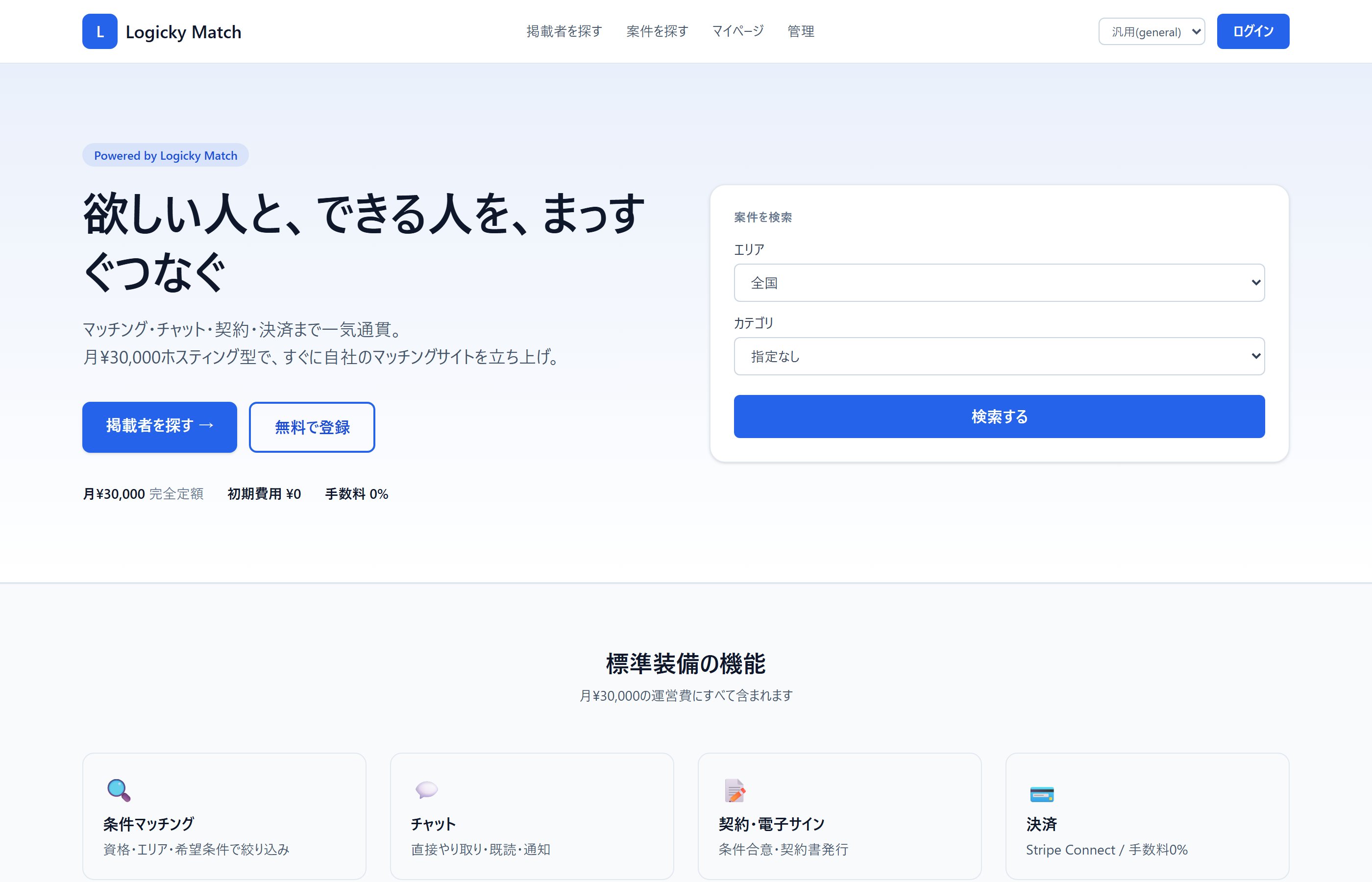 マッチングサイトのトップ画面